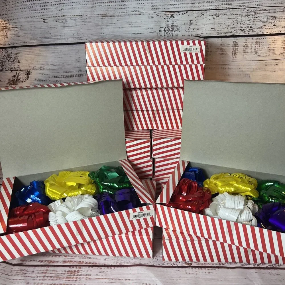 Vintage 14 Boxes Of Gift Ribbon Bows 6‎ Per Box Multi Colored - Great For Gifts